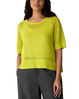 Short Sleeve Open Knit Sweater