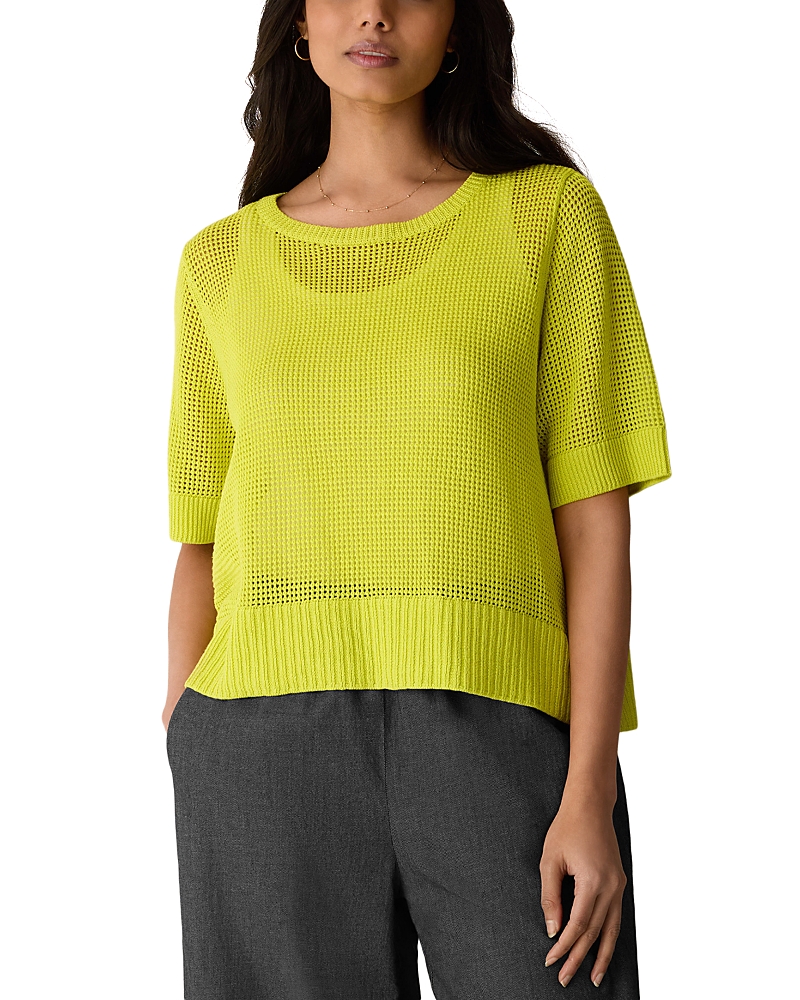Eileen Fisher Short Sleeve Open Knit Sweater