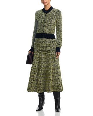 Shrunken Cardigan Sweater & Miller Structured Knit Skirt