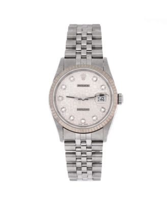 Oyster Perpetual Datejust Automatic Watch in Stainless Steel and White Gold with Diamond Markers 36mm