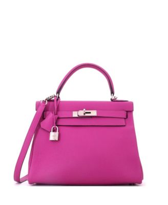 Kelly 28 Handbag Pink Togo with Palladium Hardware