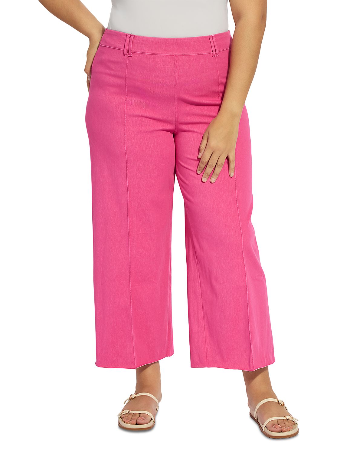 Lysse Plus Erin Pintuck High Rise Ankle Wide Leg Jeans
