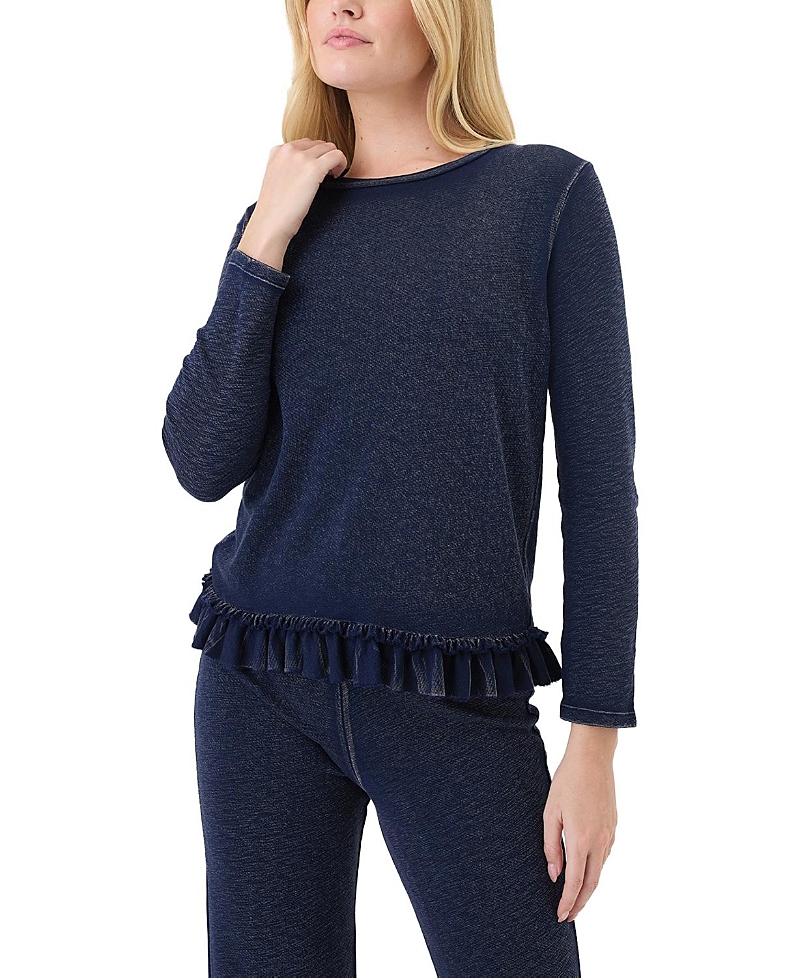 Goldie Lewinter Denim Wash Ruffle Sweatshirt