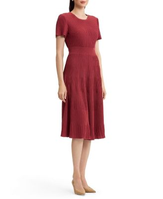 knit fit and flare dress Roaman's Plus Size Stretch Fit-And-Flare it offers effortless ease of wear Linear Pointelle Lined Tonal Soft