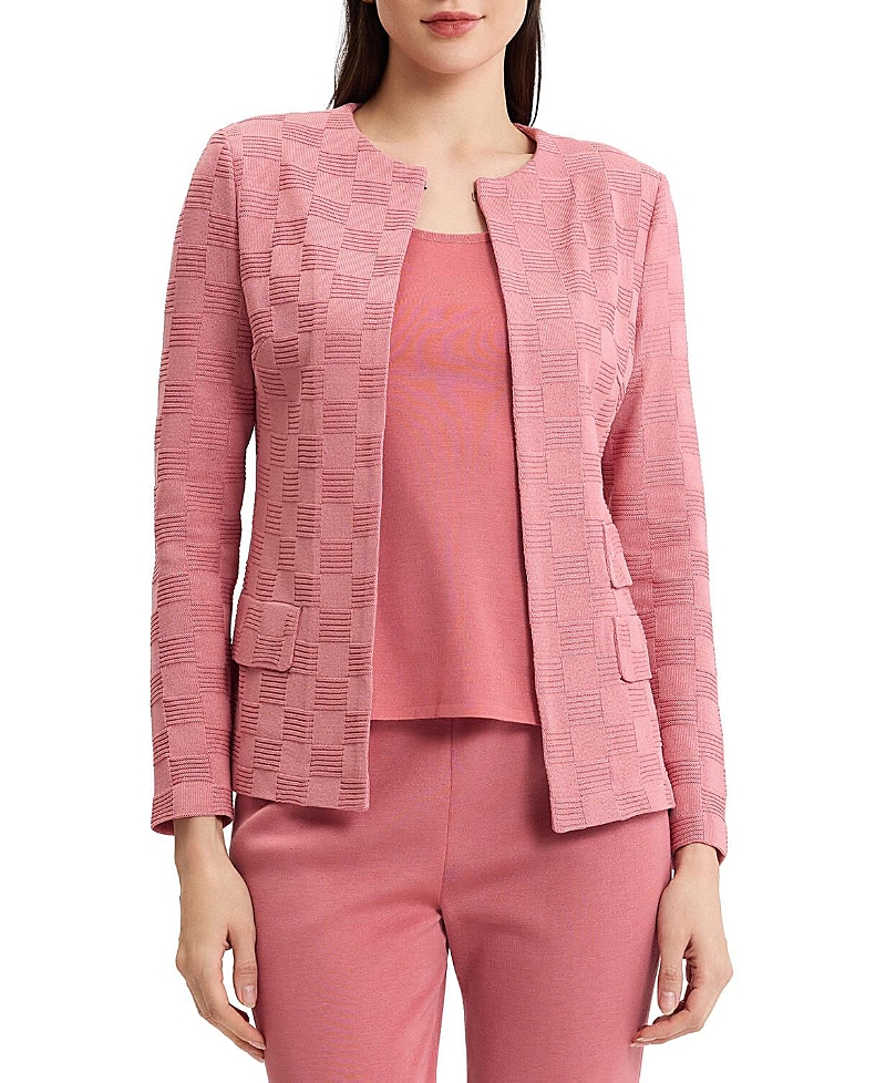 Misook Tailored Tonal Checkered Knit Jacket