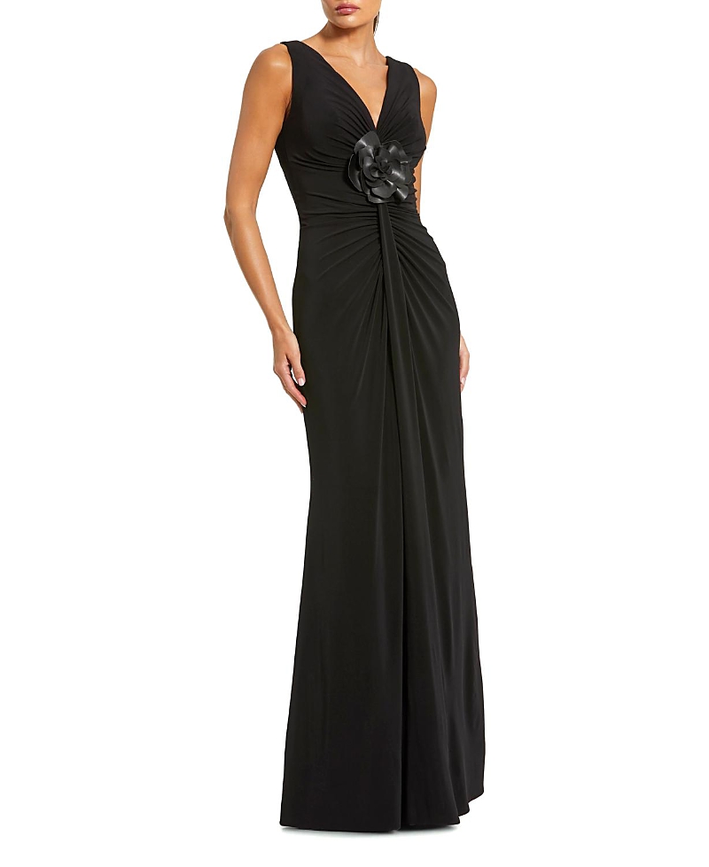 Mac Duggal Sleeveless Jersey Gown With 3D Flower