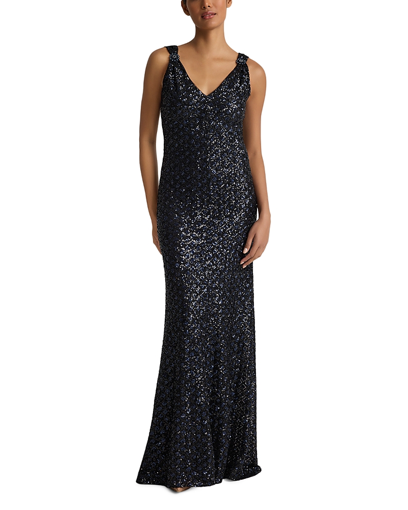 St. John Sequin Embroidered Gown