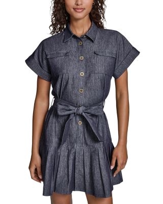 Striped Collared Denim Dress