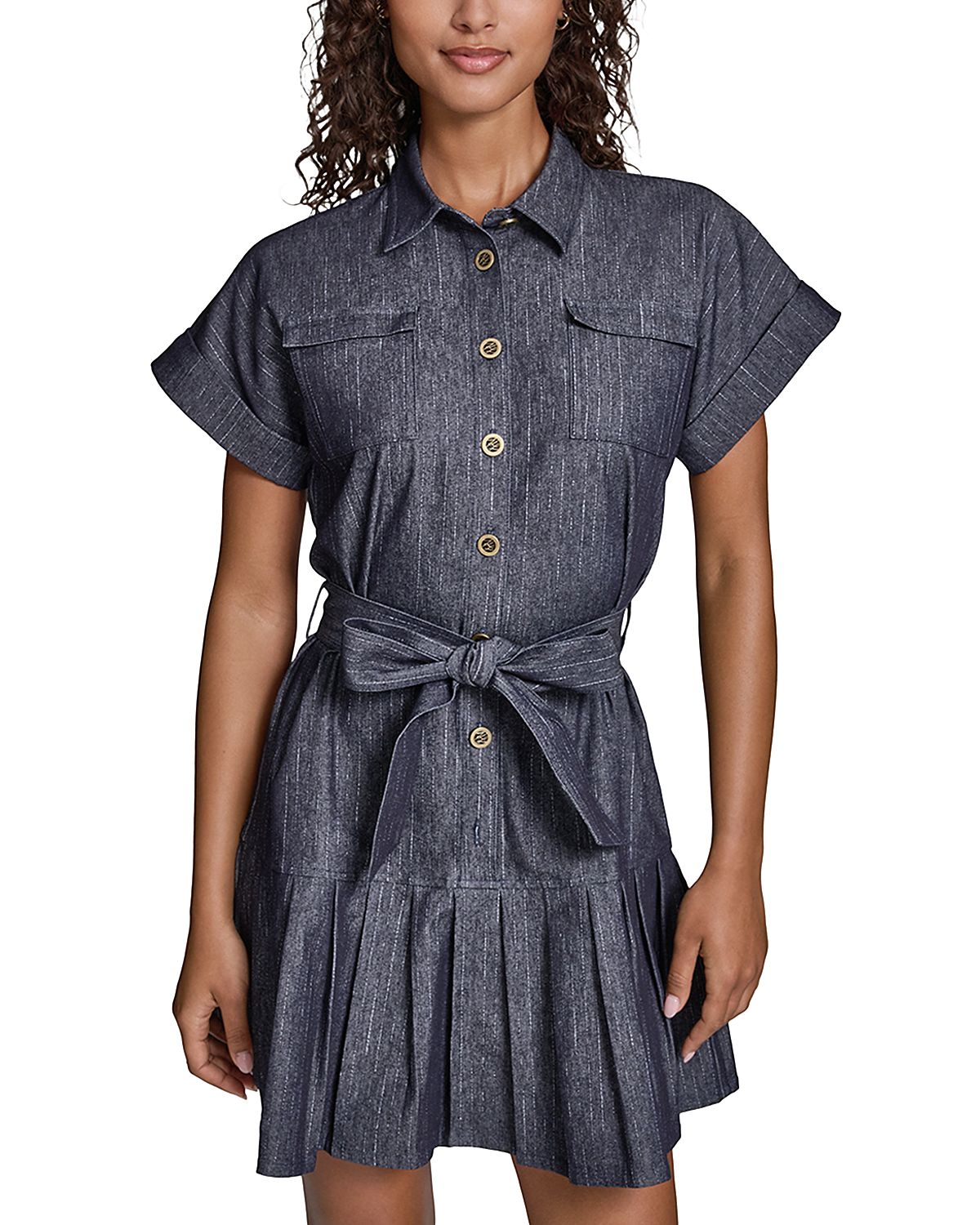 Karl Lagerfeld Paris Striped Collared Denim Dress