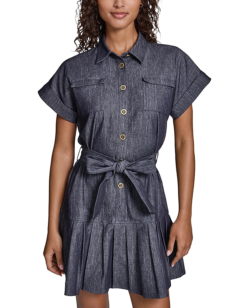 Karl Lagerfeld Paris Striped Collared Denim Dress