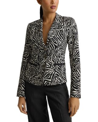 Zebra Print Notched Collar Blazer