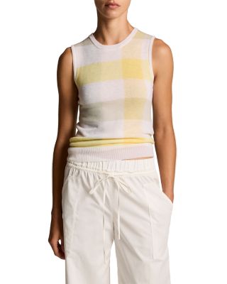 Plaid Crewneck Shell Tank