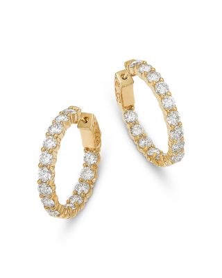Diamond Inside Out Hoop Earrings in 14K Yellow Gold, 4.5 tcw