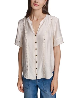 Gold Tone Nail Head Embellished Top 