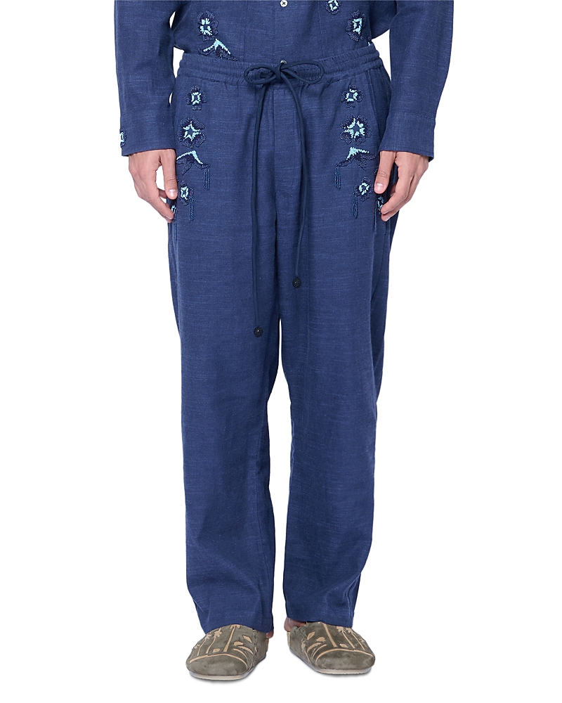 Baziszt Sesame Flower Woven Drawstring Pants