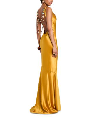 pink silk dress long Satin Spaghetti Strap Mermaid With Slit Prom Dresses, CP1172 US0 / As Pic 5% elastane C: Pink Size:Belt-54 Hot Pink Feather One