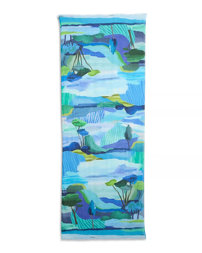 Echo Painterly Landscape Wrap Scarf