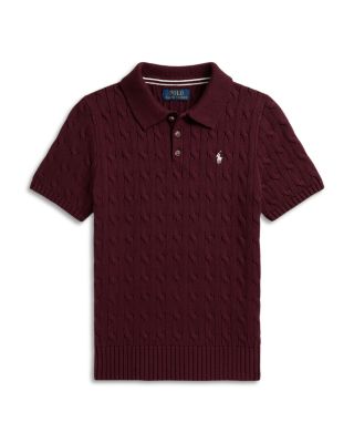 Boys' Cable Knit Cotton Polo Sweater - Big Kid