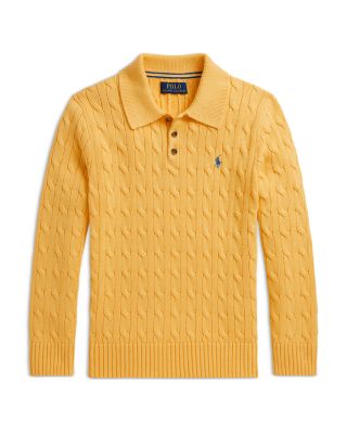 Boys' Cable Knit Cotton Polo Sweater - Big Kid
