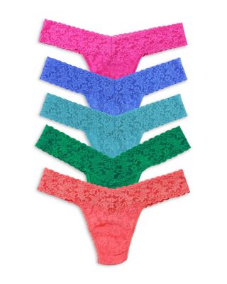 Signature Lace Low Rise Thongs, Set of 5