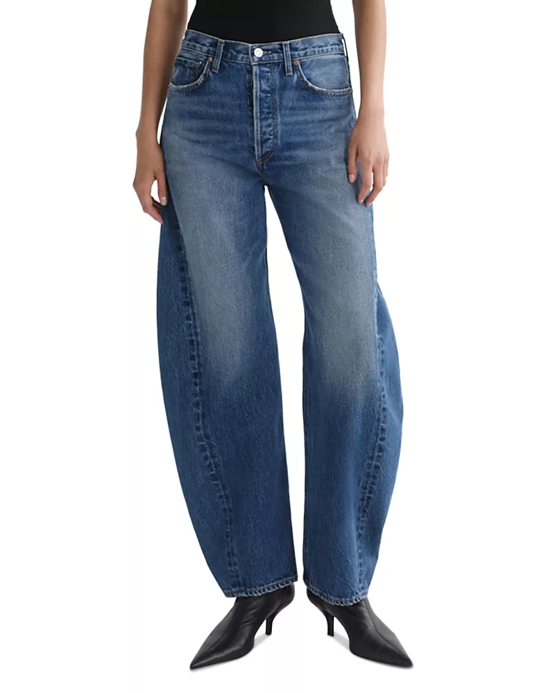 Agolde Luna Pieced High Rise Curved Tapered Jeans in Logical