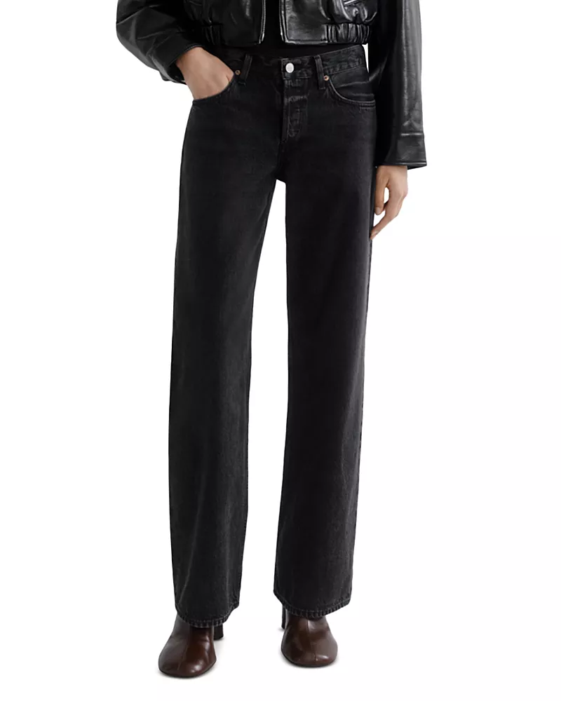 Agolde Low Rise Loose Straight Jeans in Vanta
