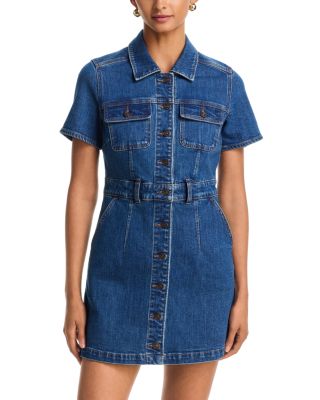 Jenny Denim Button Front Mini Dress in Delancey