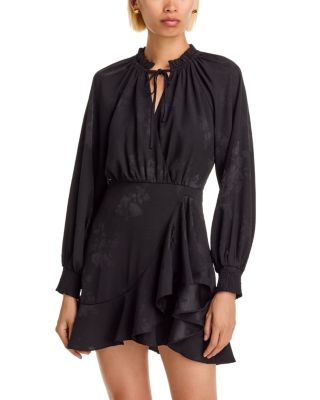 Long Sleeve Wrap Dress in Bird Jacquard - Exclusive