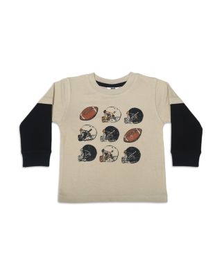 Mish Mish Boys' Football Grid Layered Look Tee - Little Kid In Stone