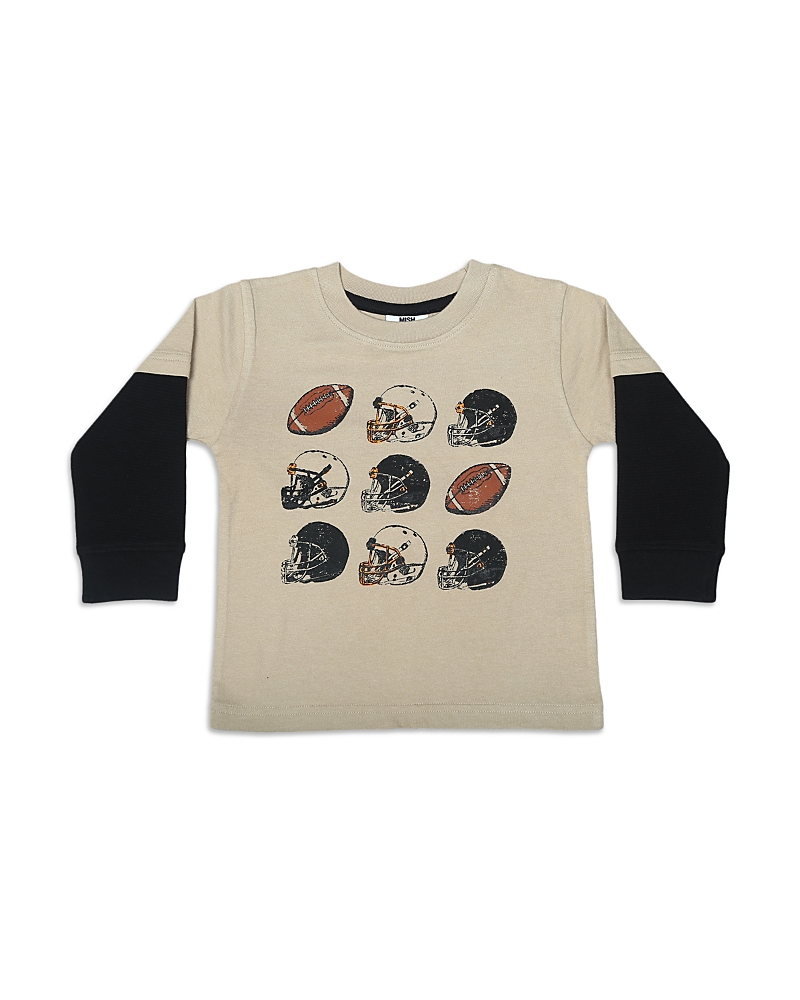 Mish Mish Boys' Football Grid Layered Look Tee - Little Kid In Stone