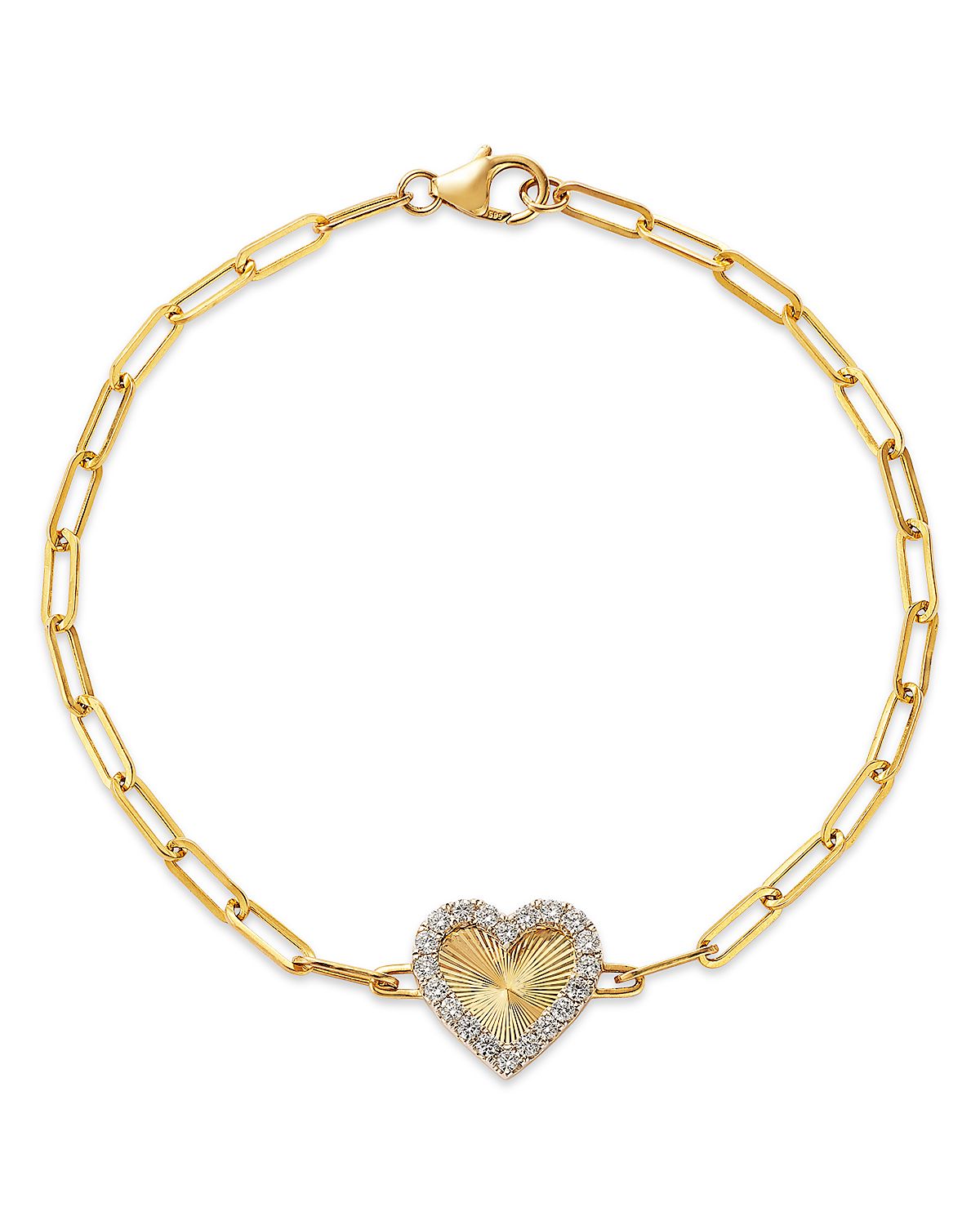 Bloomingdale's Fine Collection Diamond Heart Pendant Bracelet