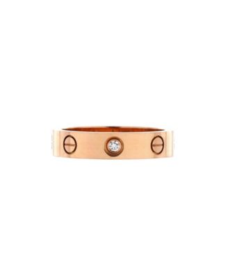  Love Wedding Band 1 Diamond Ring 18K Rose Gold with Diamond