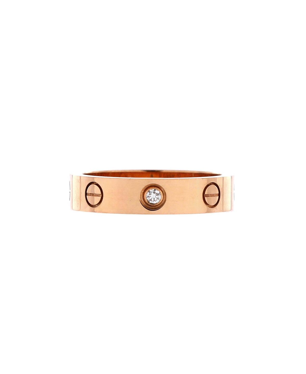 Pre-Owned Cartier Love Wedding Band 1 Diamond Ring 18K Rose Gold with Diamond