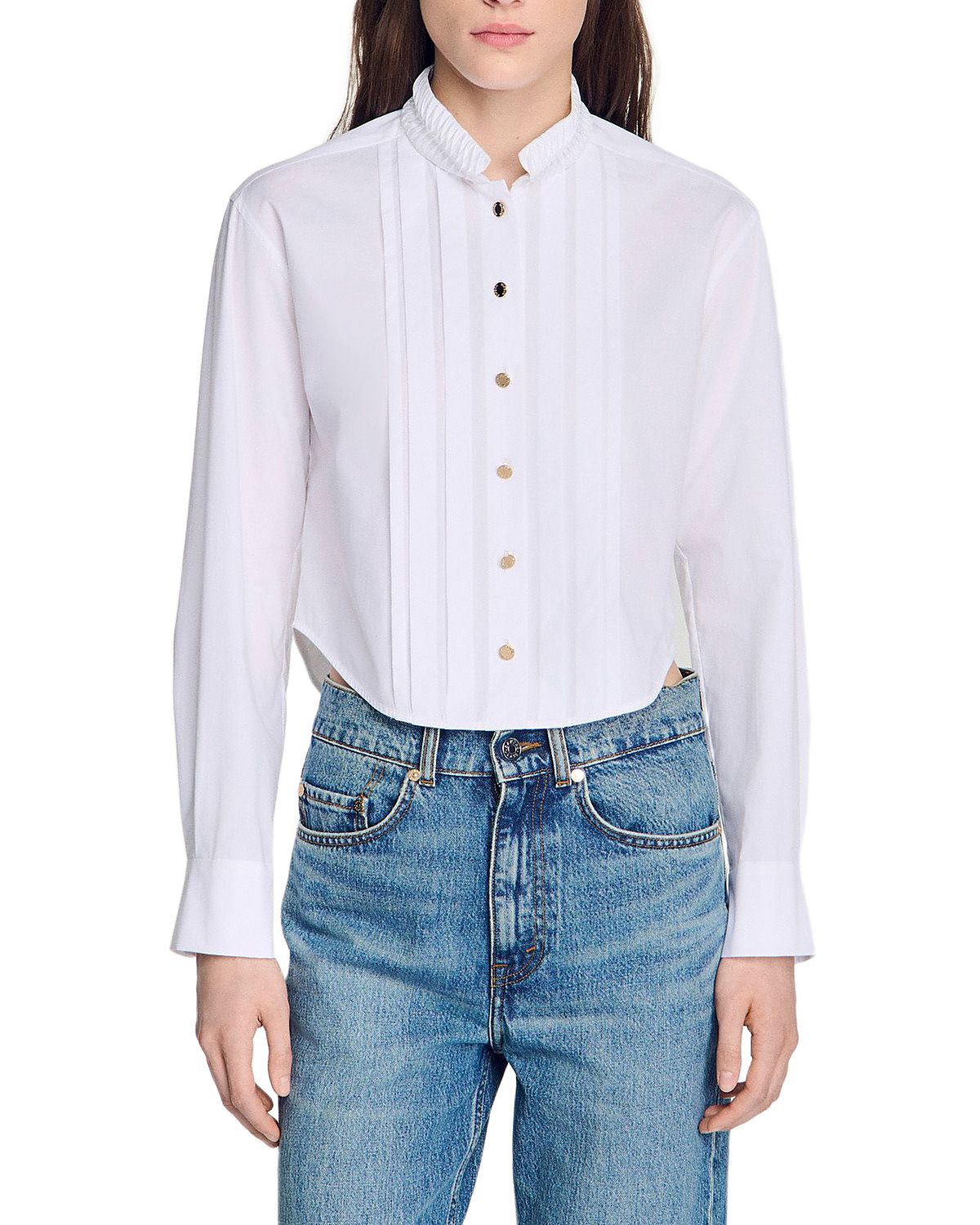 Sandro Pleated Origami Collar Shirt