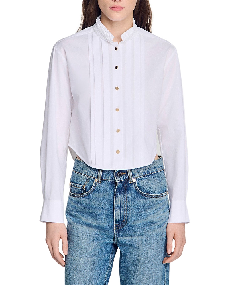 Sandro Pleated Origami Collar Shirt