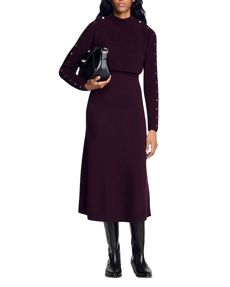 Sandro 2 in 1 Knit Midi Dress