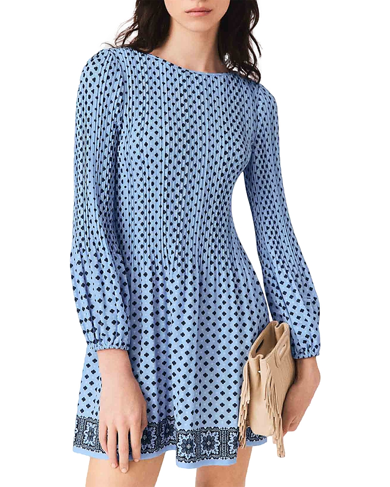 Maje Patterned Pleated Mini Dress