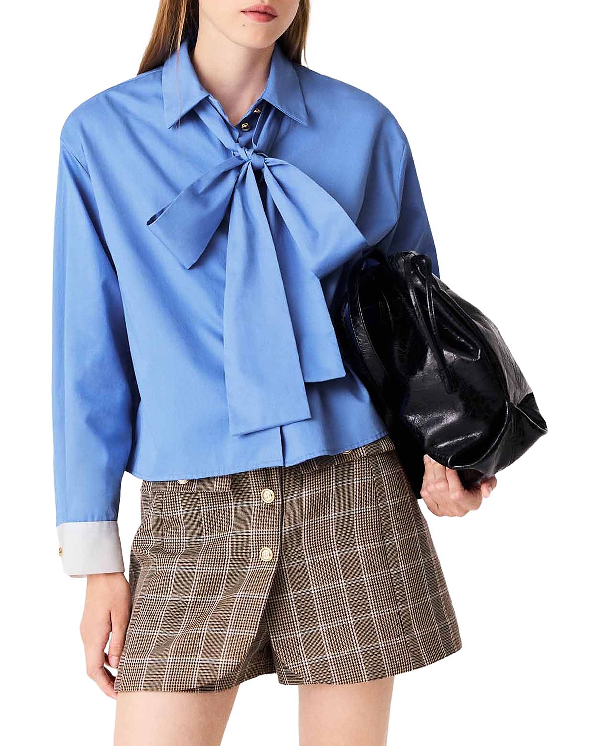 Maje Cotton Bow Tie Shirt