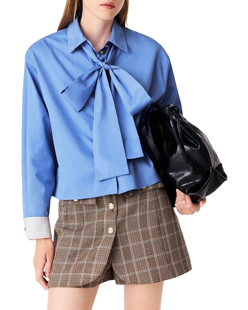 Maje Cotton Bow Tie Shirt