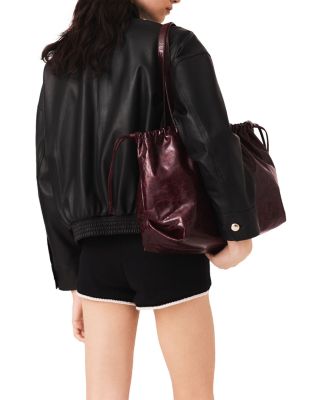 Leather Funnel Neck Jacket - thumbnail 3