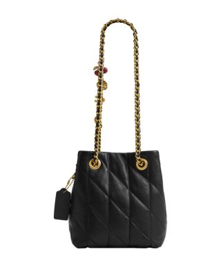 Jade Quilted Leather Drawstring Shoulder Bag