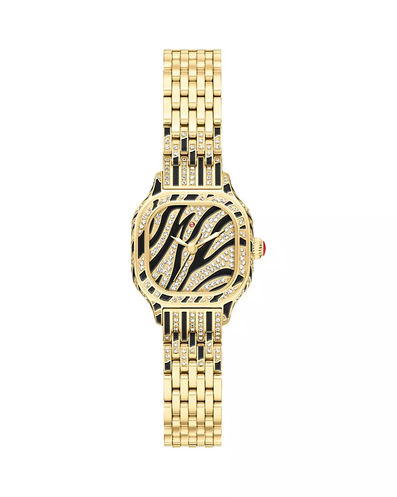 Michele Mega Mini Diamond Zebra Watch, 25 x 23mm