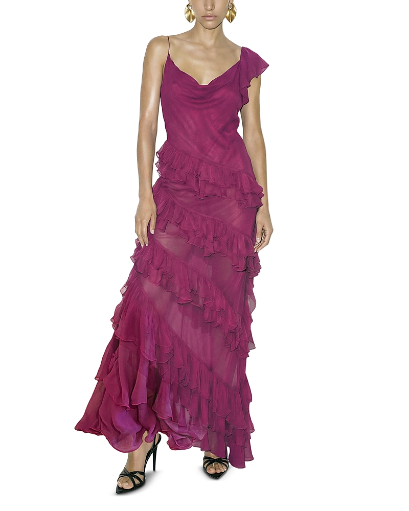 Ronny Kobo Deon Ruffle Trim Dress