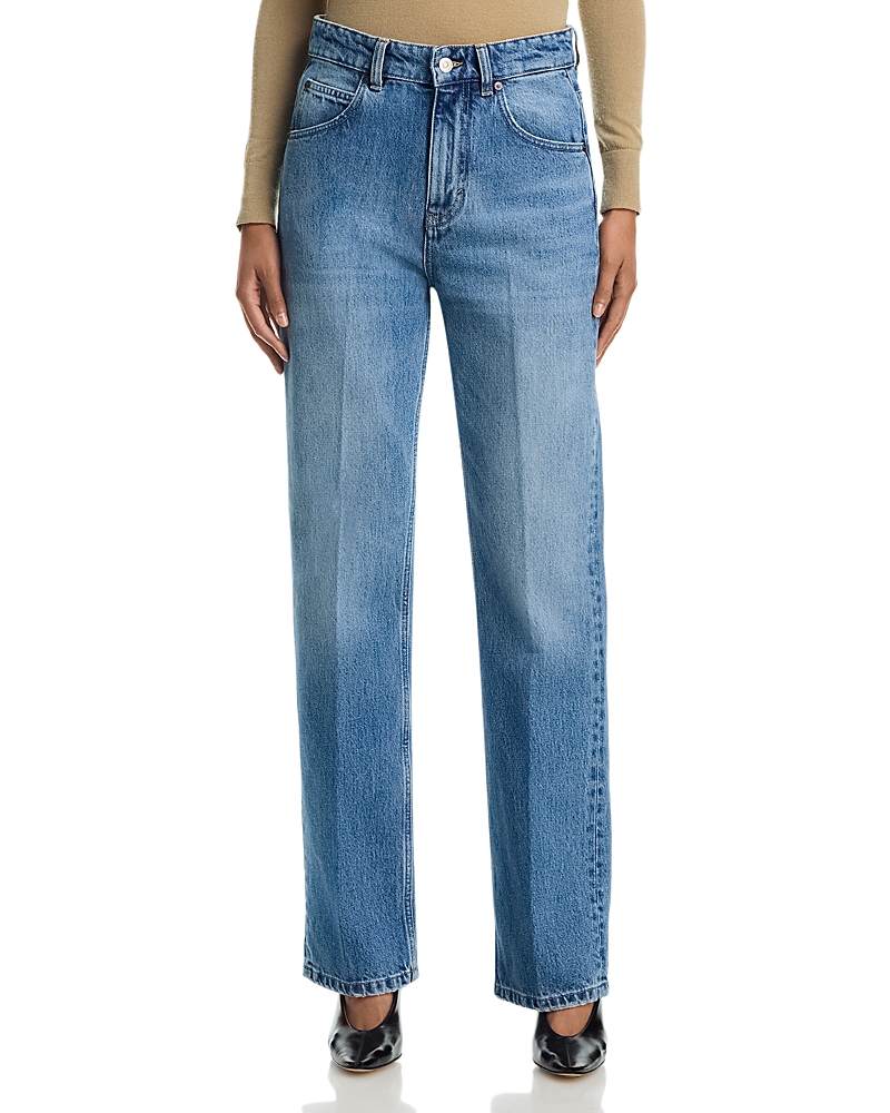 Victoria Beckham Julia Straight Leg Jeans in Worn Blue Wash