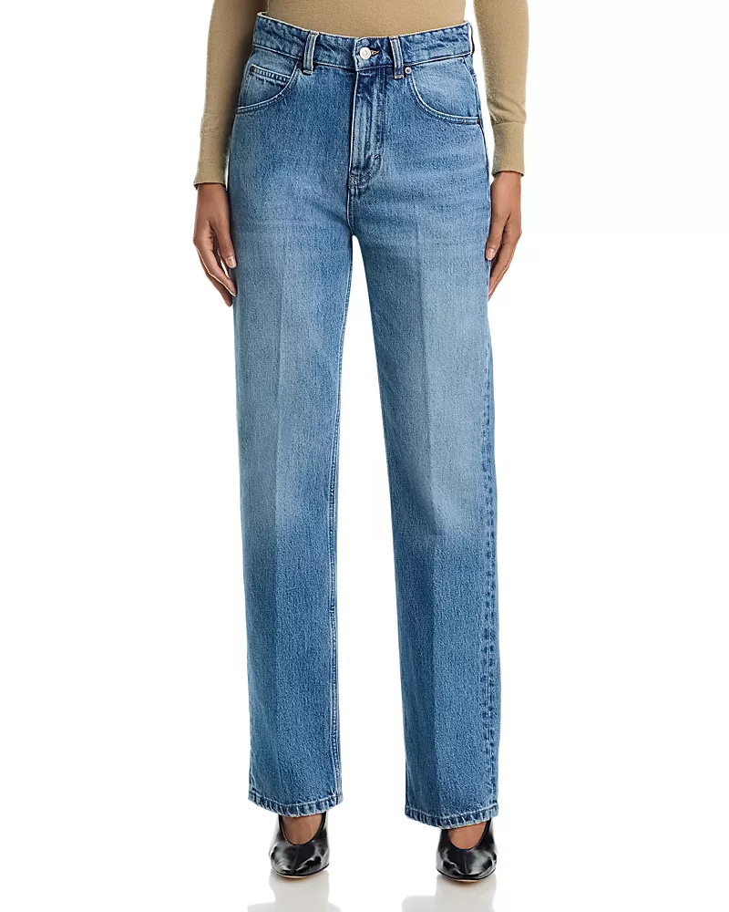 Victoria Beckham Julia Straight Leg Jeans in Worn Blue Wash