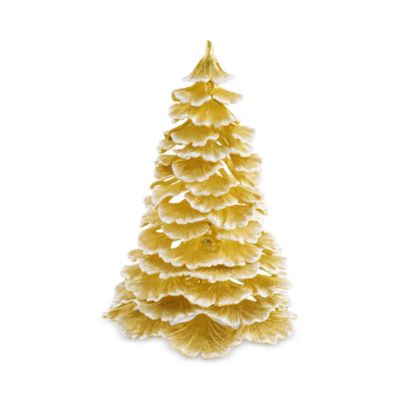 Ginkgo Gold Frost Christmas Tree Figurine 10"