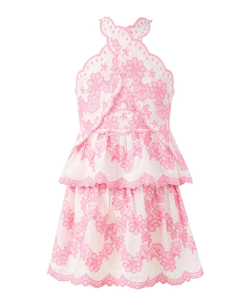 Marlo Kids Girls' Jade Embroidered Halter Neck Mini Dress - Little Kid, Big Kid