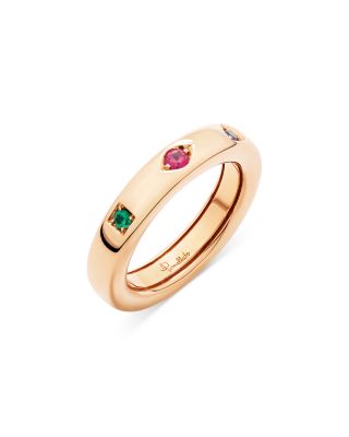 18K Rose Gold Iconica Three Stone Geometric Set Band