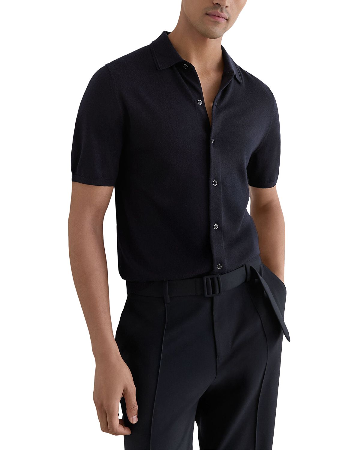 Reiss Drayton Merino Wool Knitted Shirt