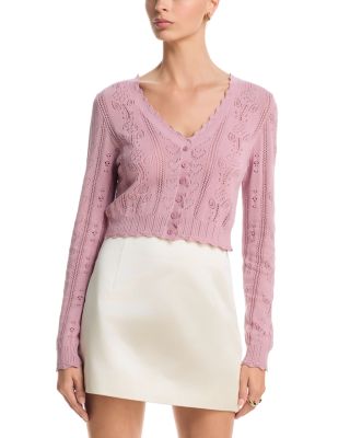 Sibella Pointelle Knit Cardigan Sweater